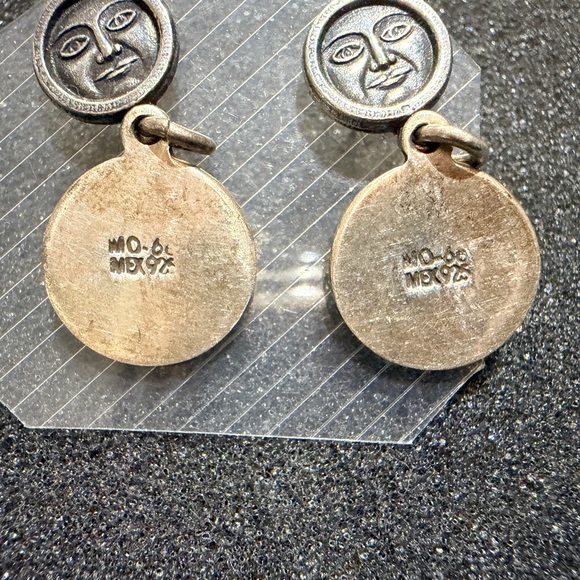 Vintage Sterling Silver Crescent Moon and Star Dangle Earrings - Picture 4 of 7